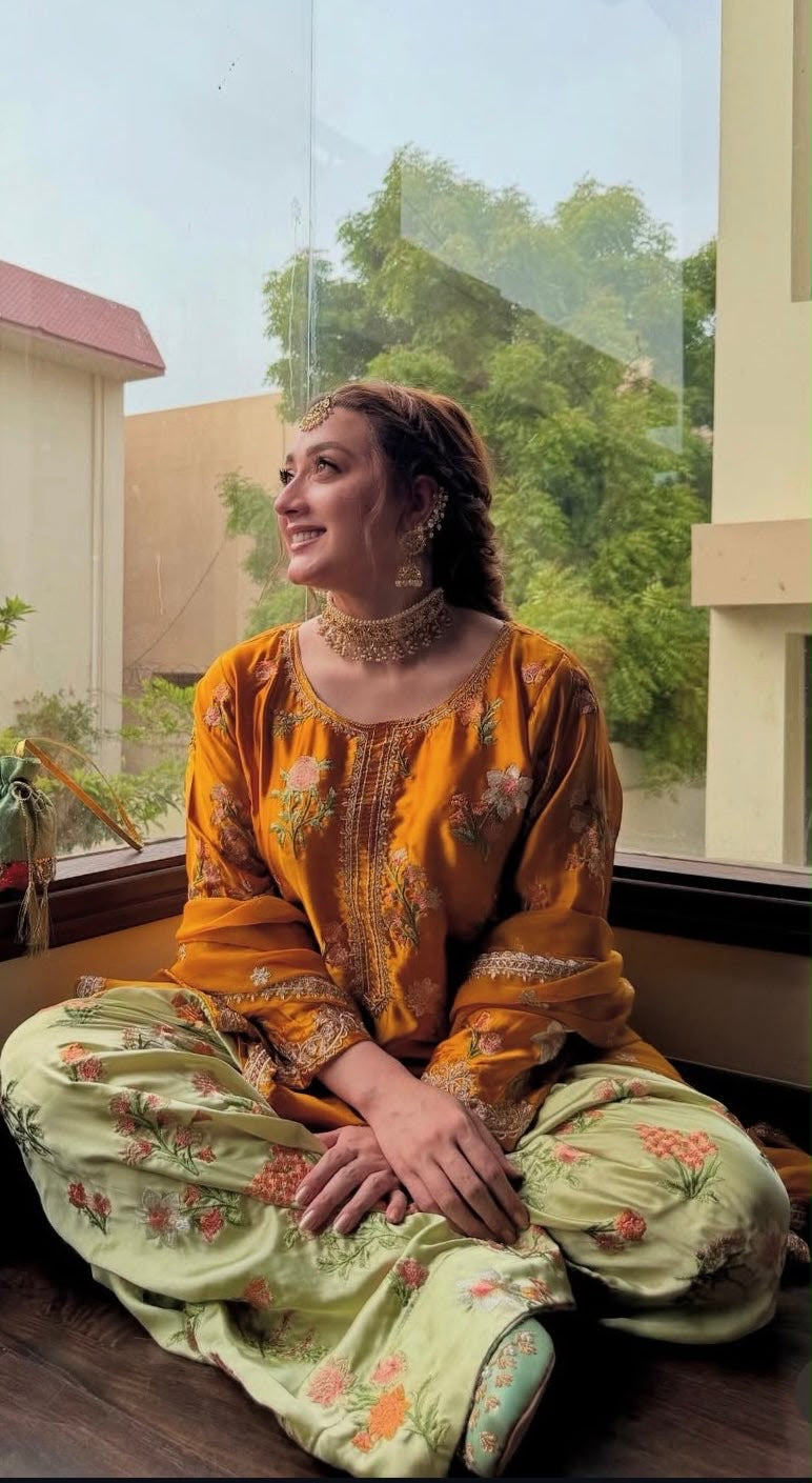 Momina iqbal silk 3 piece