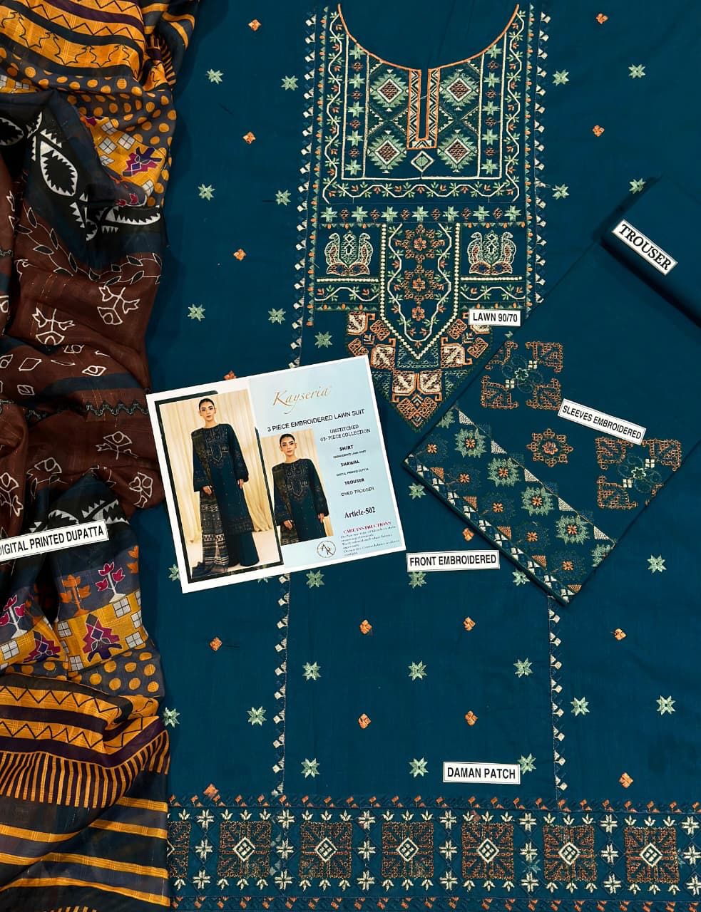 Lawn Embroidered 3Piece D-001