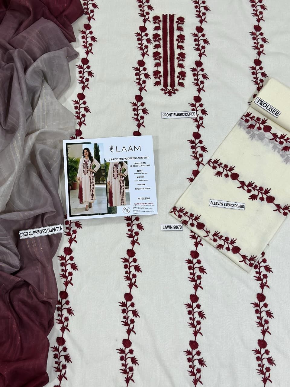 Lawn Embroidered 3Piece D-009