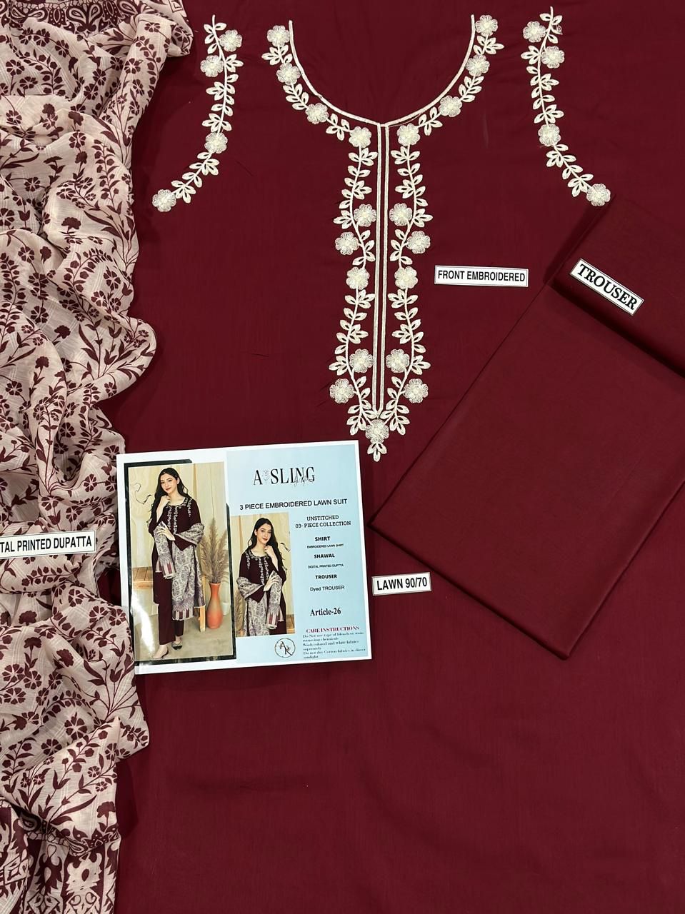 Lawn Embroidered 3Piece D-010
