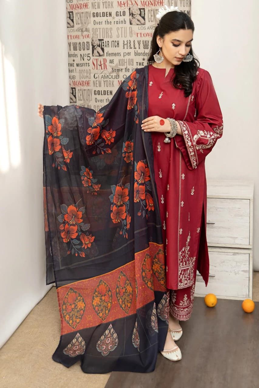 Lawn Embroidered 3Piece D-023