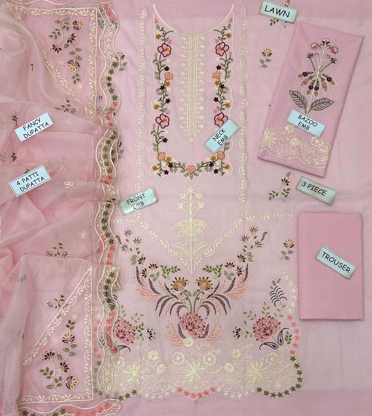 Aneela's Lawn Embroidered 3Piece D-6002