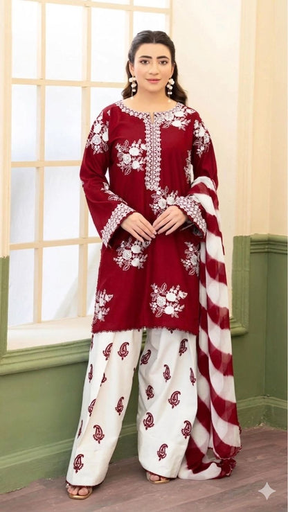 3piece heavy embroidered