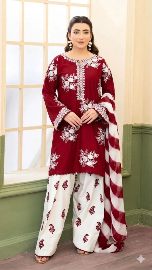 3piece heavy embroidered