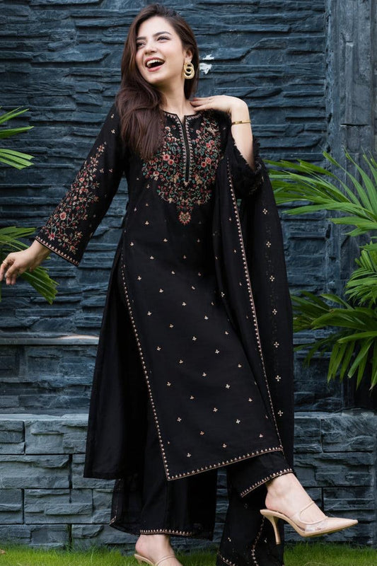 Black Heavy dhanak 3 piece