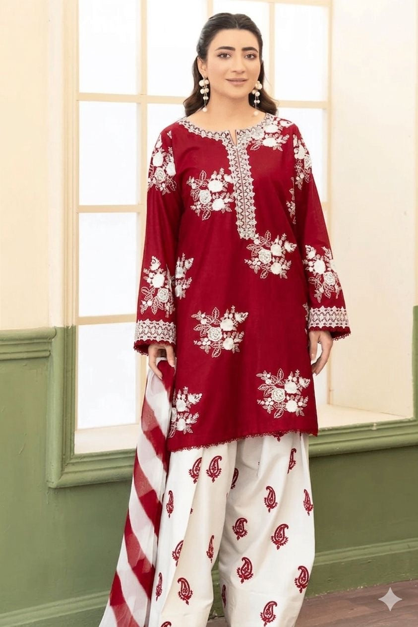 3piece heavy embroidered