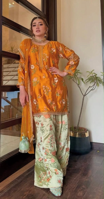Momina iqbal silk 3 piece