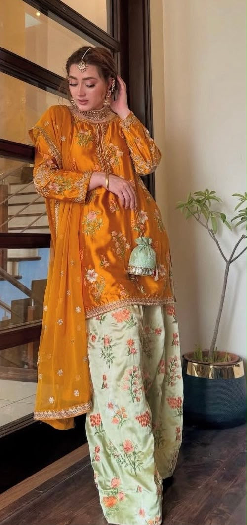 Momina iqbal silk 3 piece