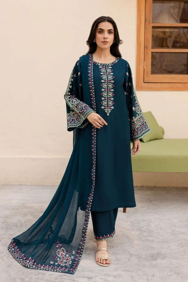 Dhanak Fully Embroidered Unstitched 3Piece D-010