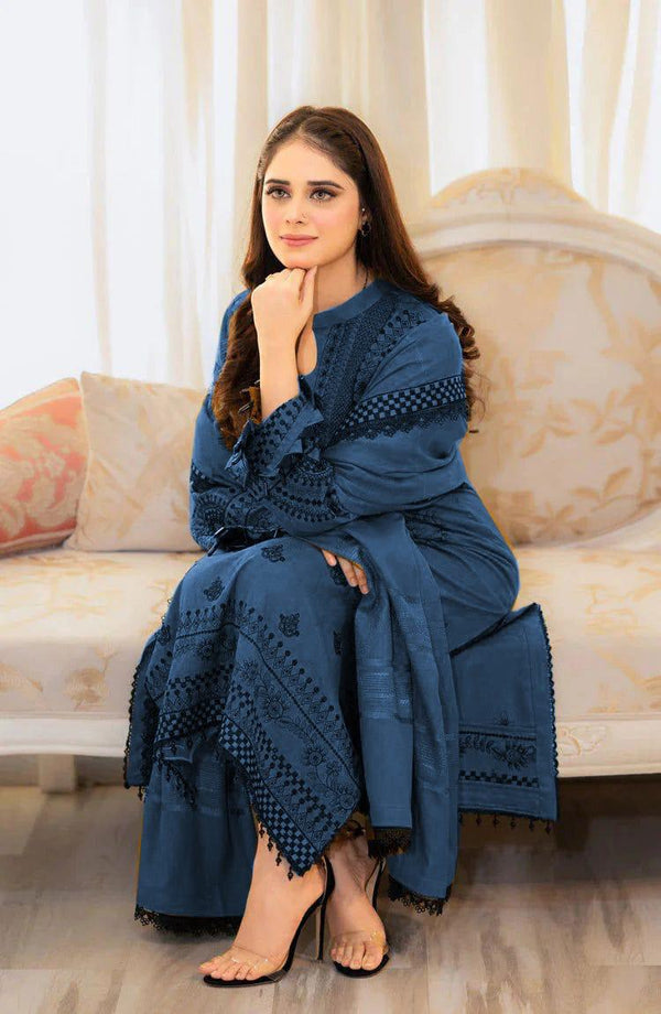 Dhanak Fully Embroidered Unstitched 3Piece D-014