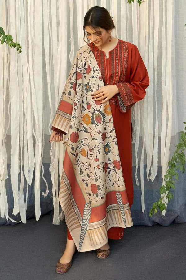 Dhanak Embroidered Unstitched 3Piece D-003