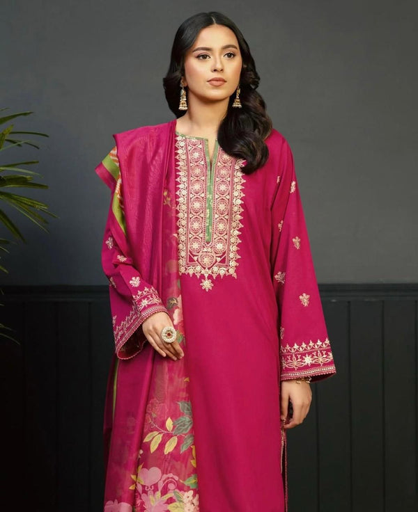 Dhanak Embroidered Unstitched 3Piece D-016