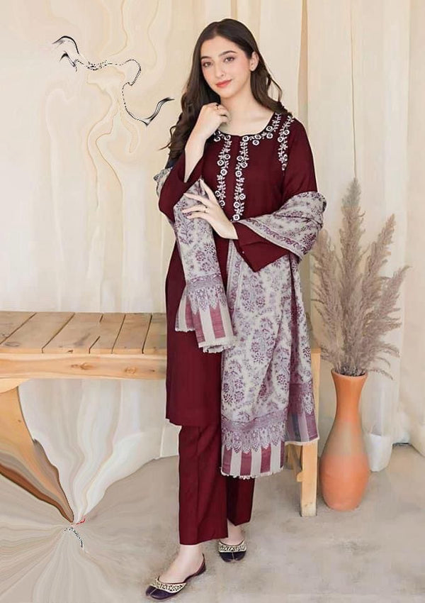 Dhanak Embroidered Unstitched 3Piece D-017