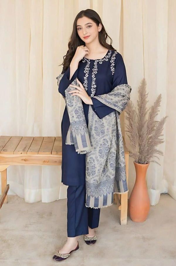 Dhanak Embroidered Unstitched 3Piece D-018
