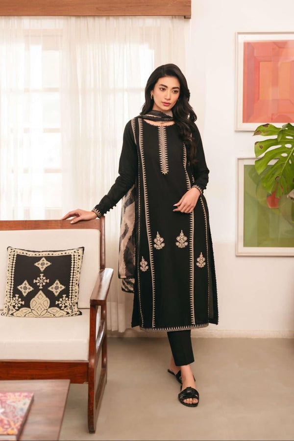 Dhanak Embroidered Unstitched 3Piece D-024
