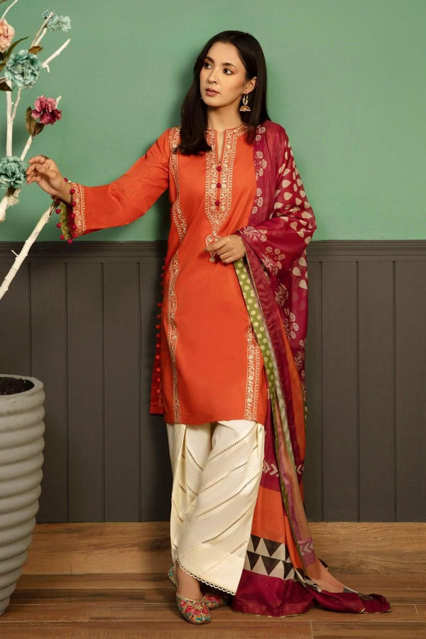 Dhanak Embroidered Unstitched 3Piece D-026