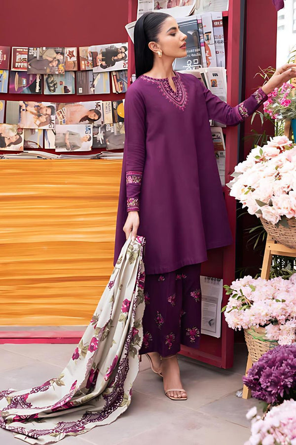 Dhanak Embroidered Unstitched 3Piece D-028