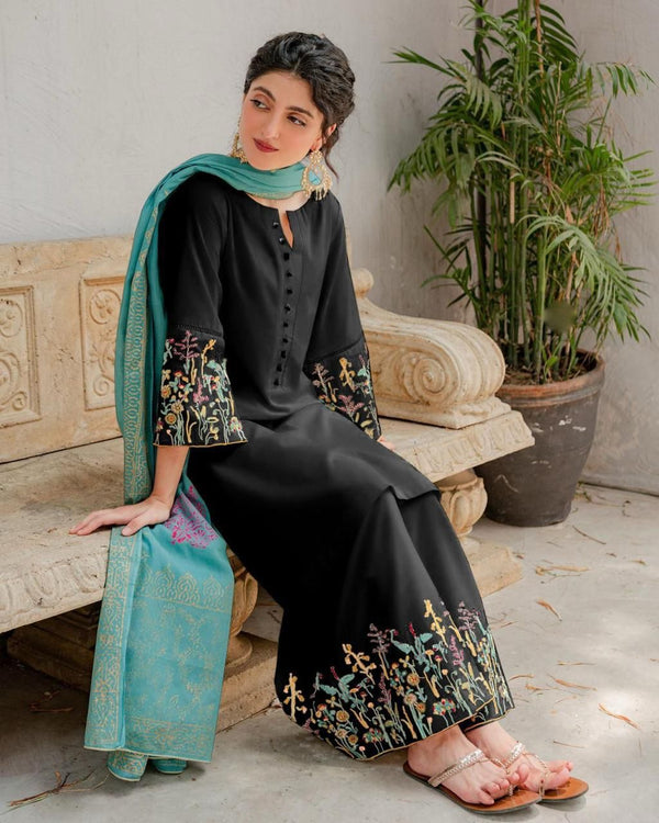 Dhanak Embroidered Unstitched 3Piece D-037