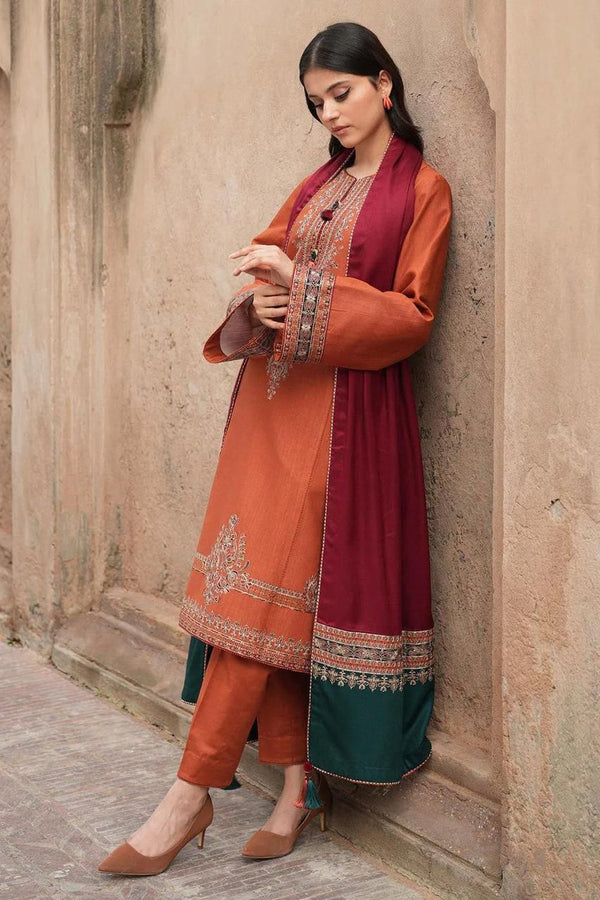 Dhanak Embroidered Unstitched 3Piece D-040