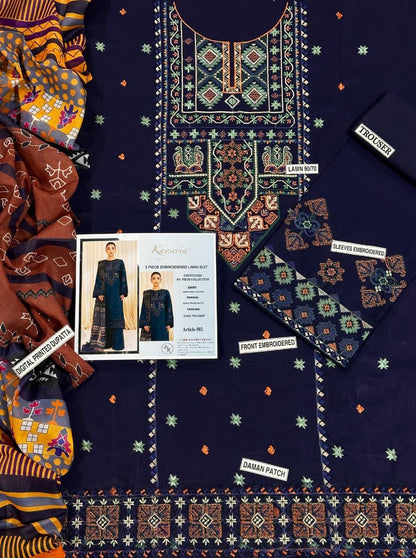 Lawn Embroidered 3Piece D-004