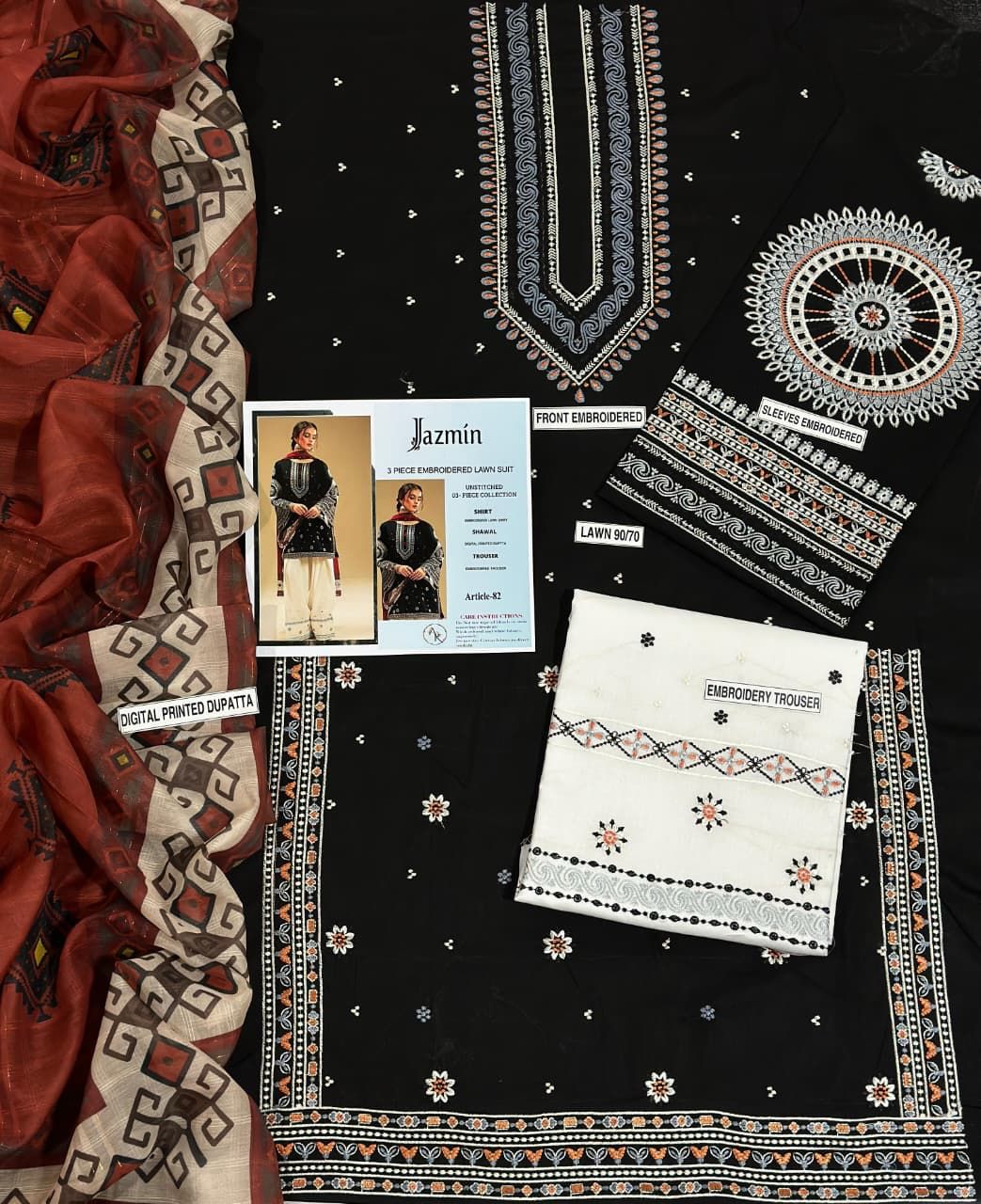 Lawn Embroidered 3Piece D-002