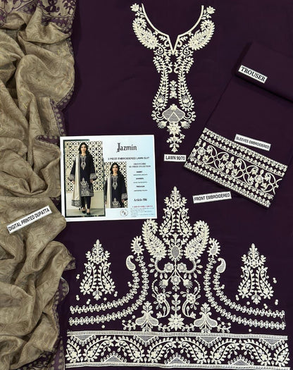 Lawn Embroidered 3Piece D-017