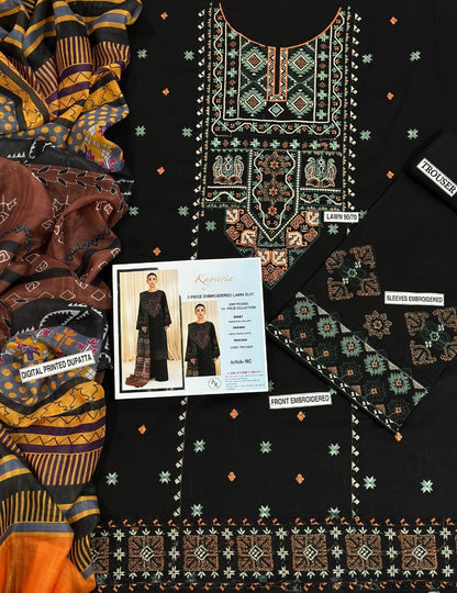 Lawn Embroidered 3Piece D-006