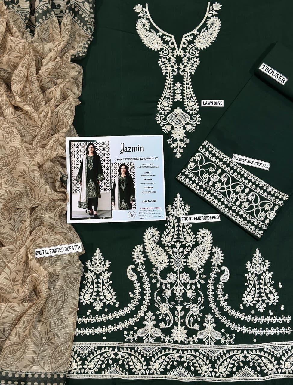 Lawn Embroidered 3Piece D-014