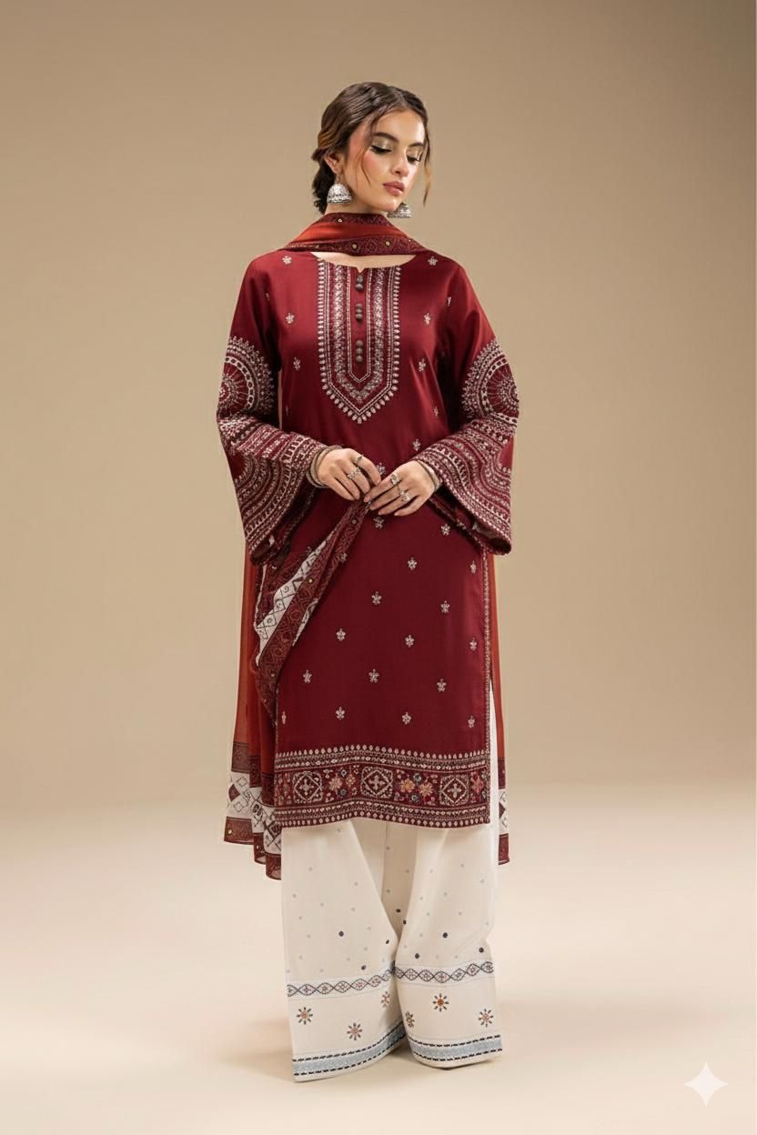 Lawn Embroidered 3Piece D-015
