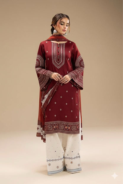 Lawn Embroidered 3Piece D-015