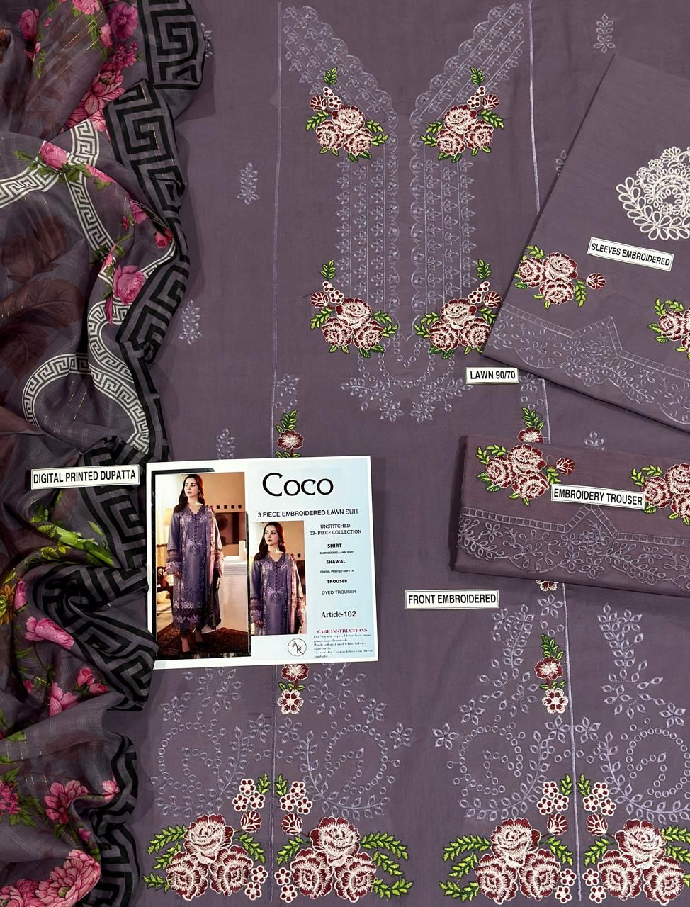 Lawn Embroidered 3Piece D-011