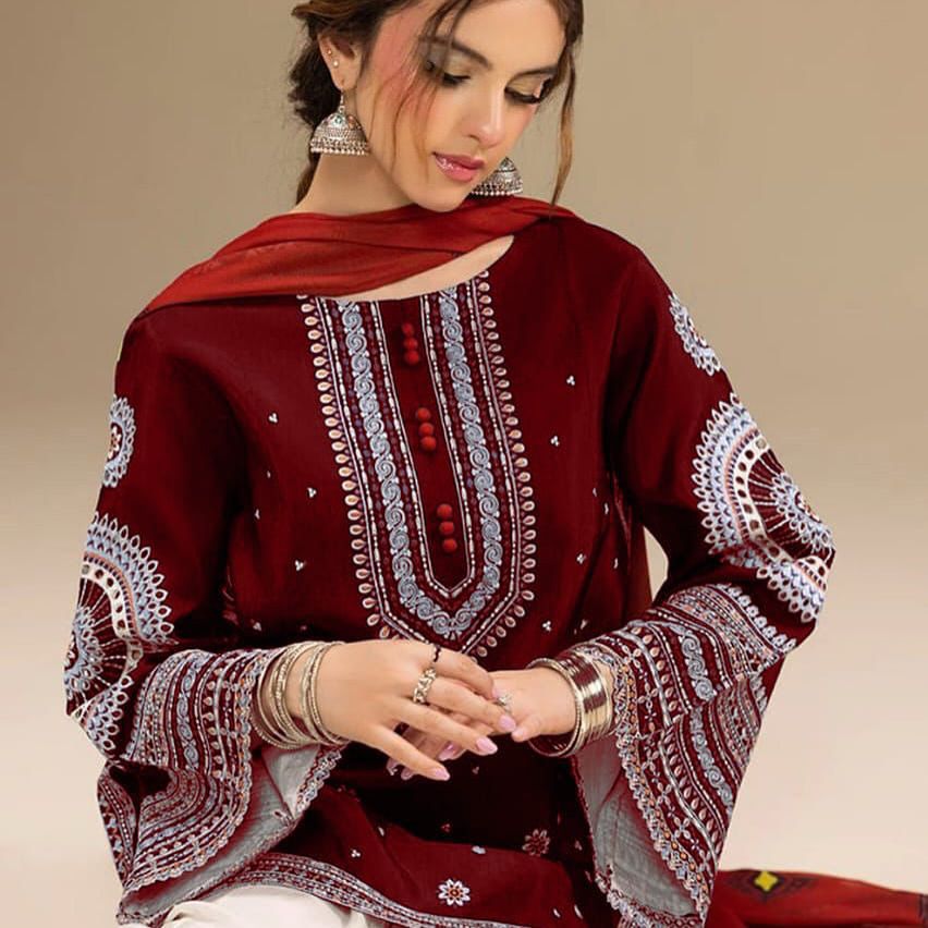 Lawn Embroidered 3Piece D-015