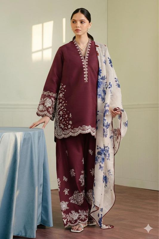 Lawn Embroidered 3Piece D-007