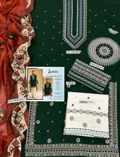 Lawn Embroidered 3Piece D-020