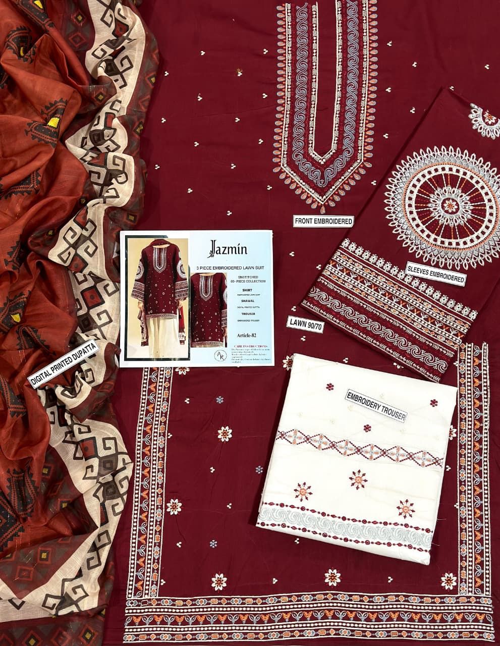 Lawn Embroidered 3Piece D-015