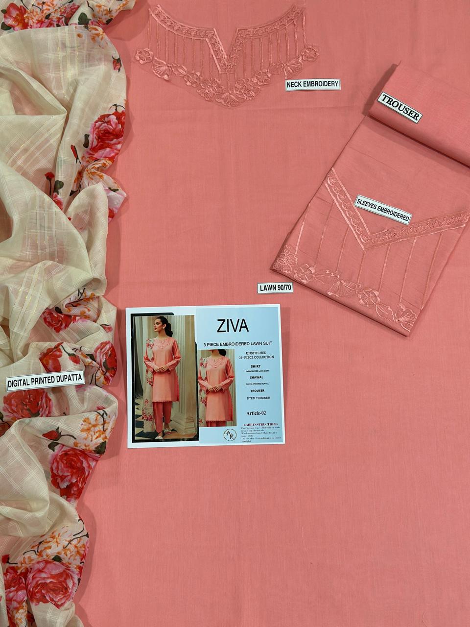 Lawn Embroidered 3Piece D-026