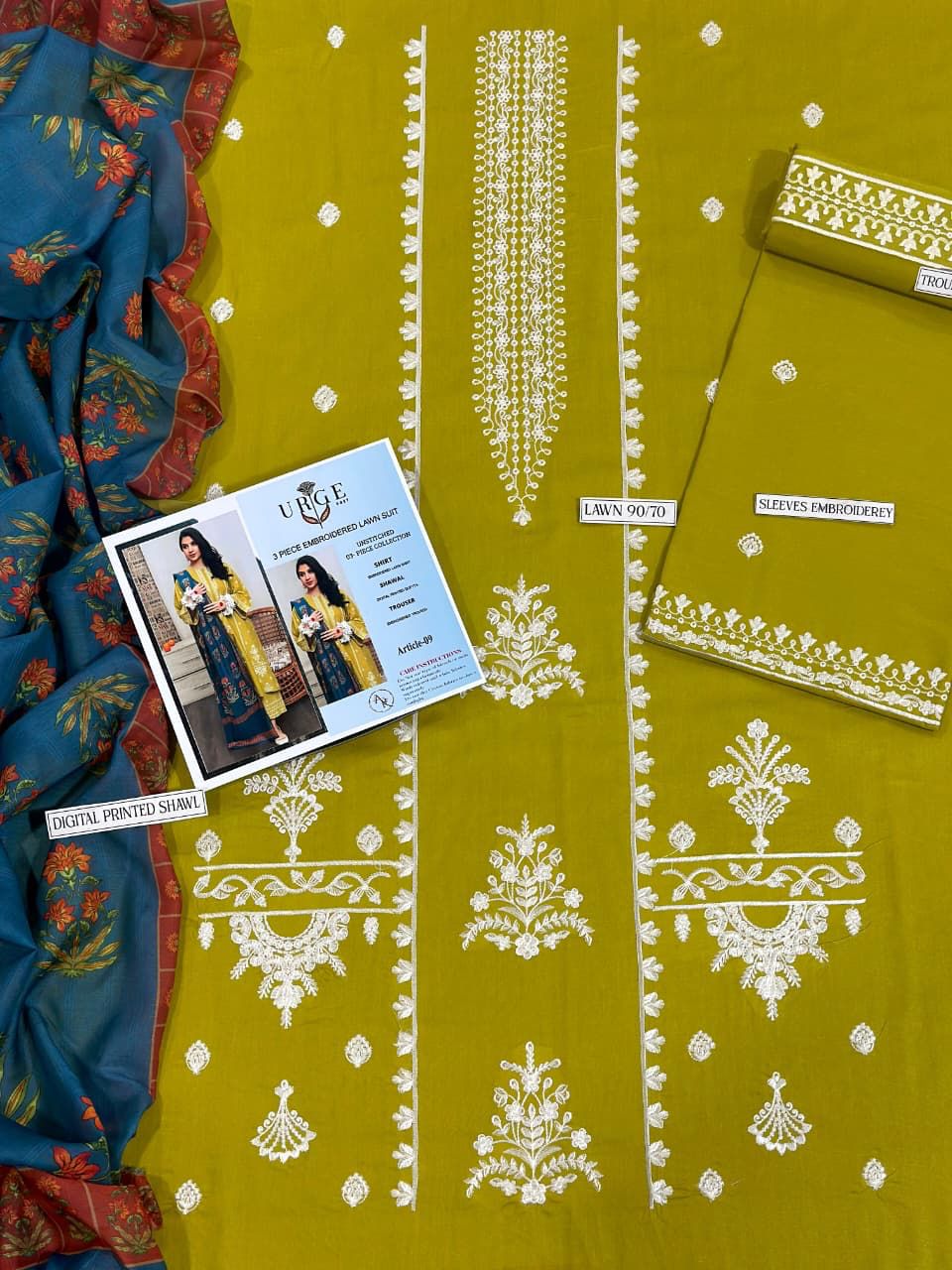 Lawn Embroidered 3Piece D-006