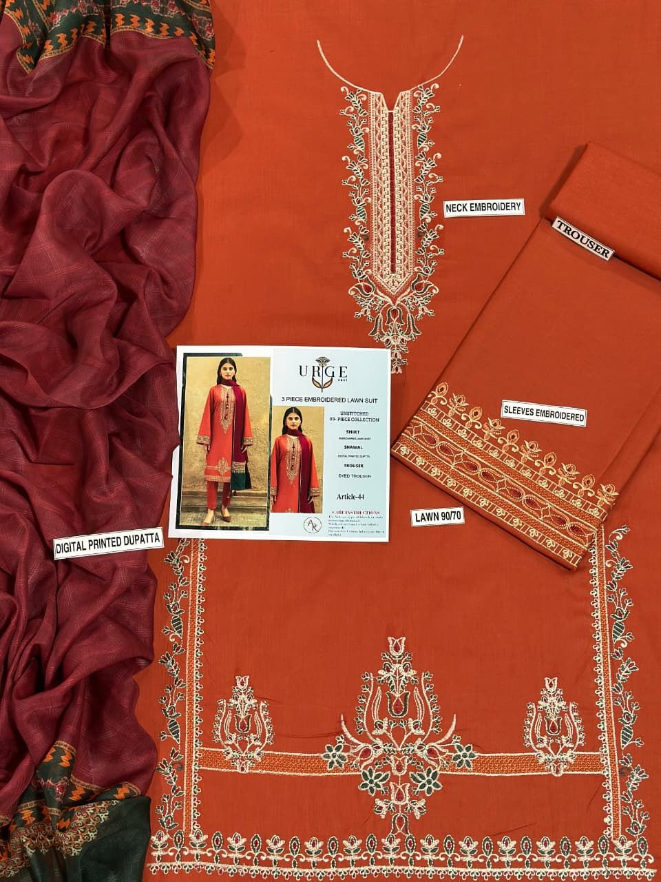 Lawn Embroidered 3Piece D-017