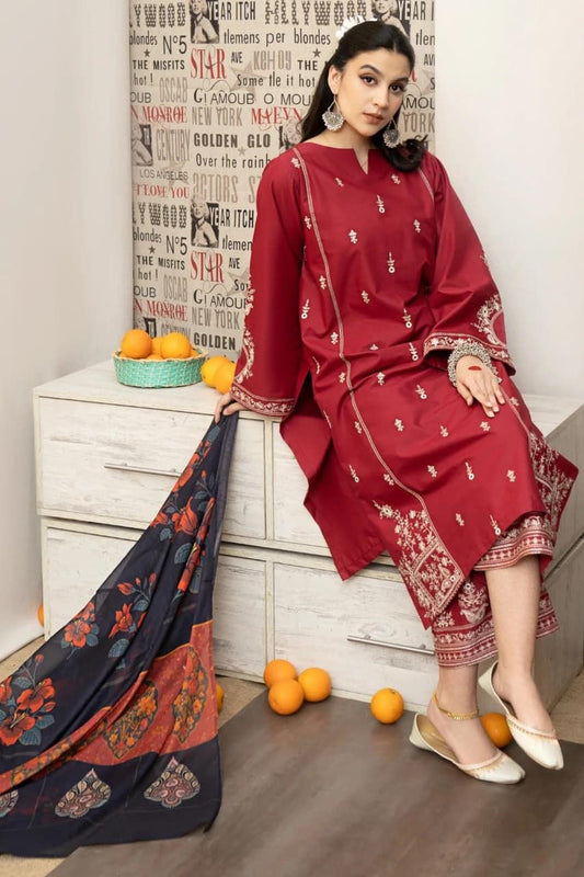 Lawn Embroidered 3Piece D-023