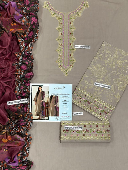 Lawn Embroidered 3Piece D-020