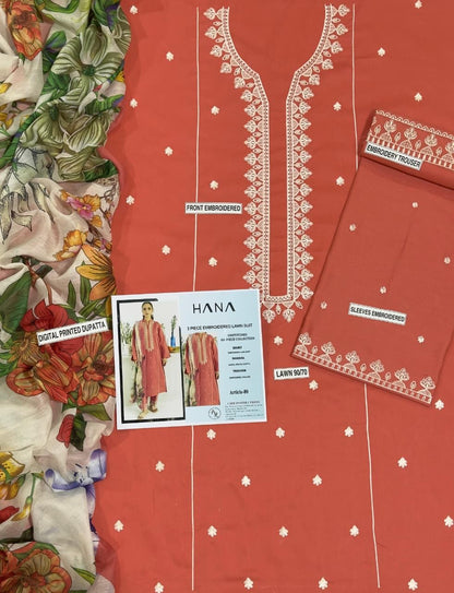 Lawn Embroidered 3Piece D-012