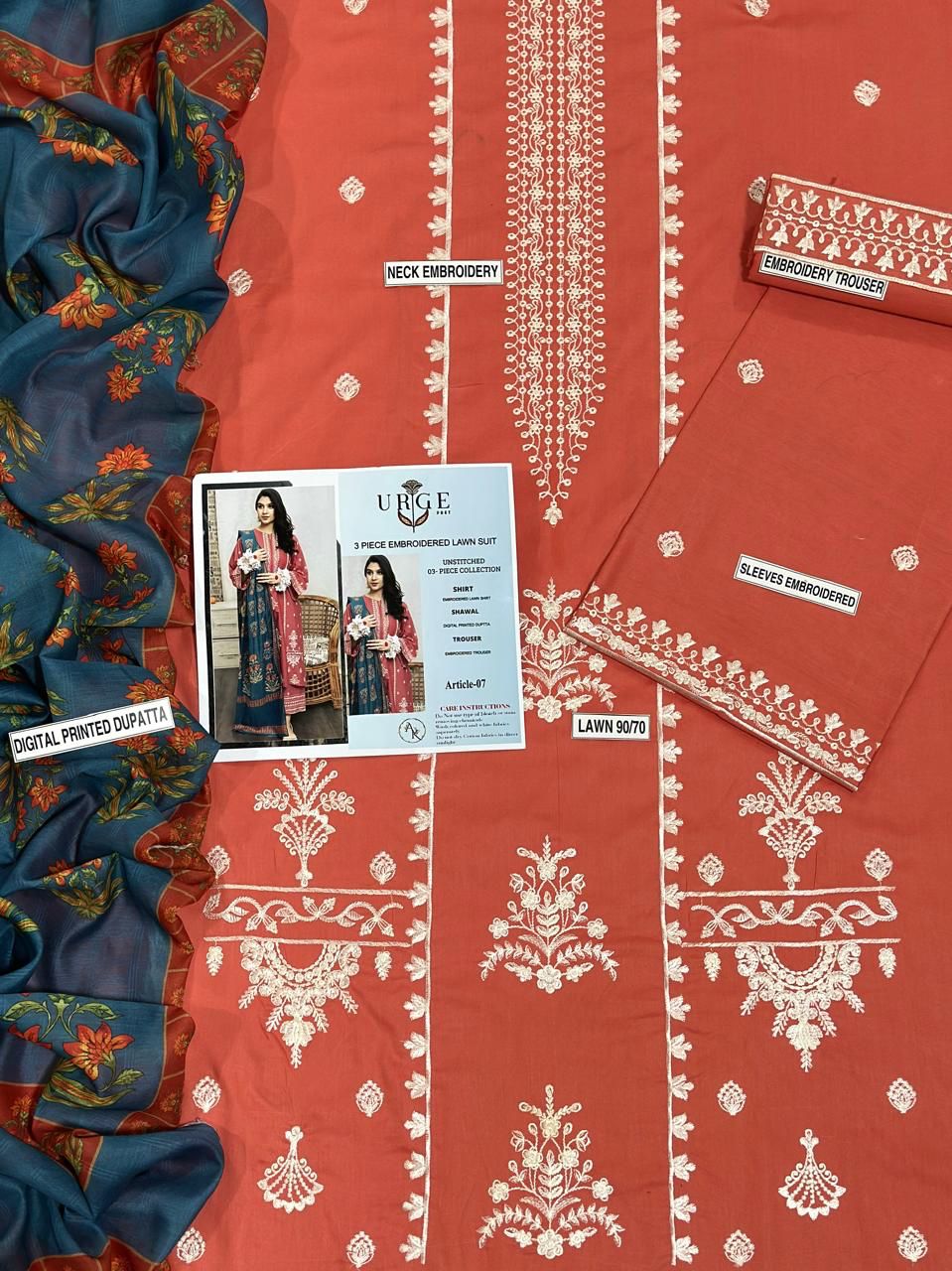 Lawn Embroidered 3Piece D-016