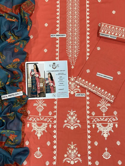 Lawn Embroidered 3Piece D-016
