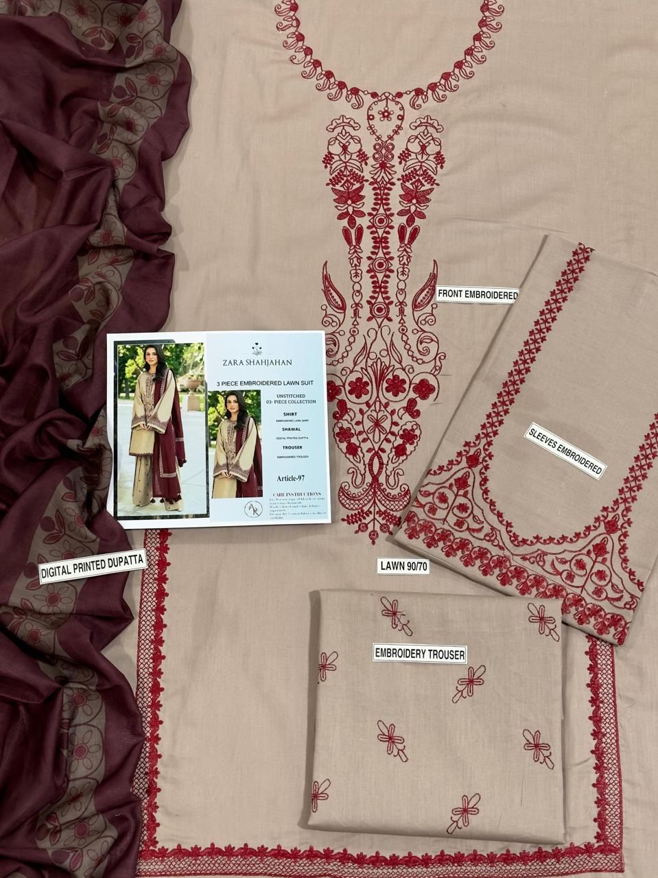 Lawn Embroidered 3Piece D-025
