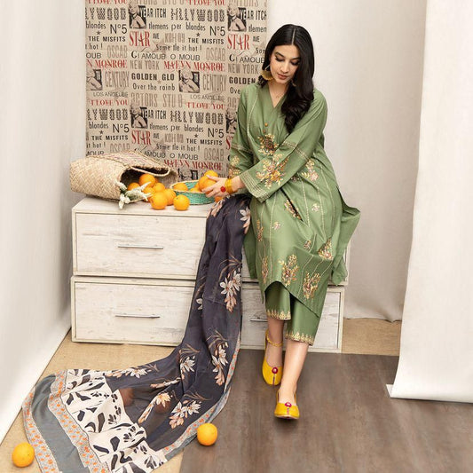 Lawn Embroidered 3Piece D-001