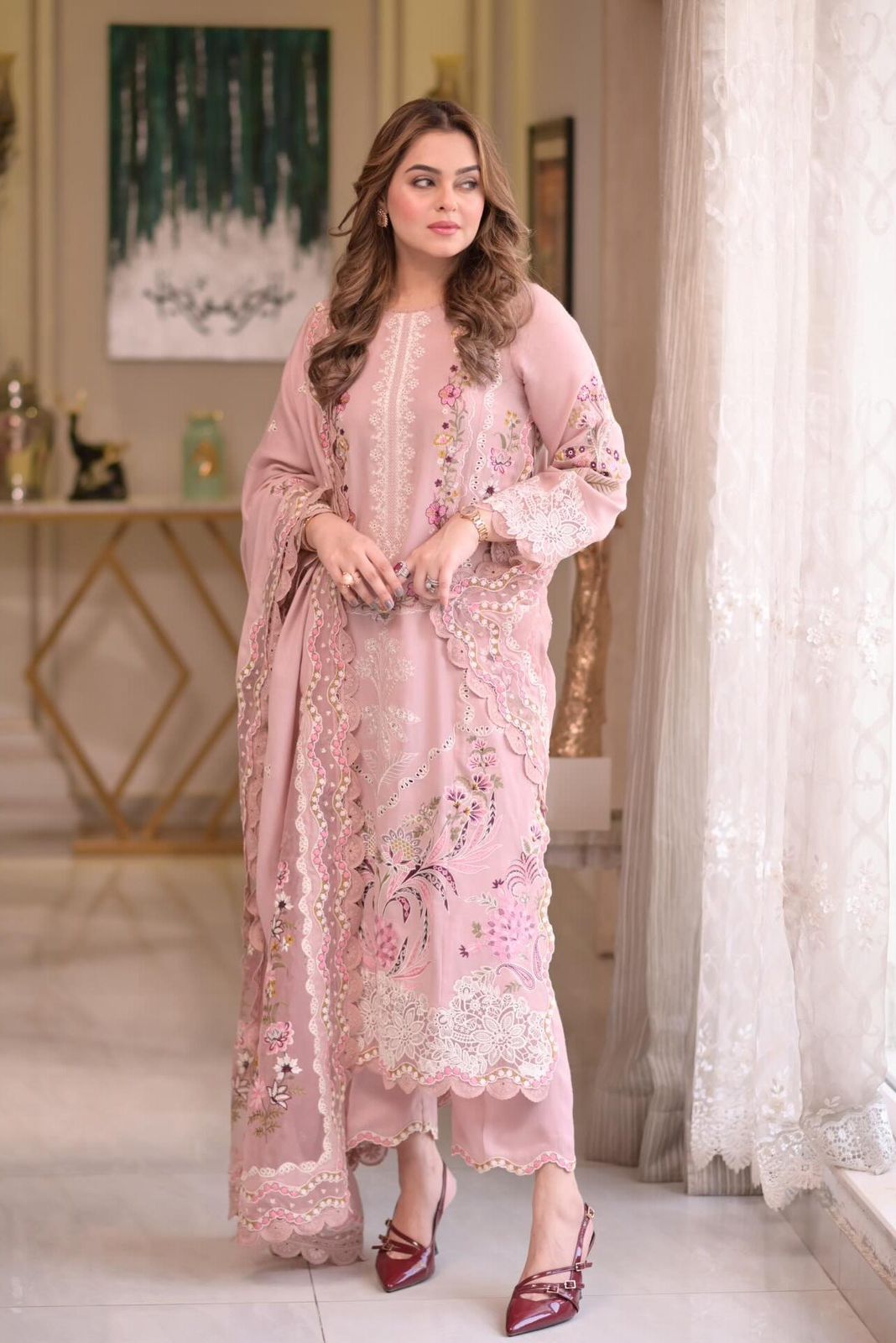Aneela's Lawn Embroidered 3Piece D-6002