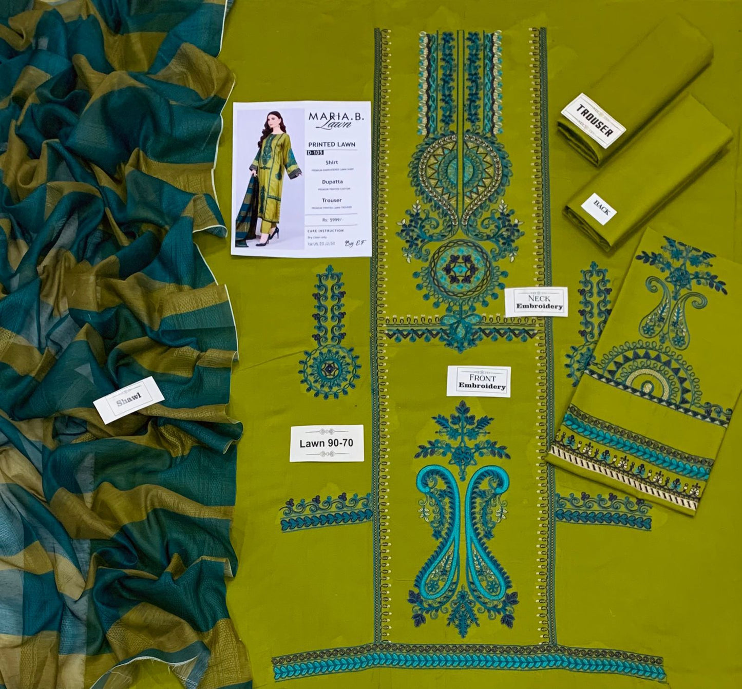 Maria B Lawn Embroidered 3Piece D-063