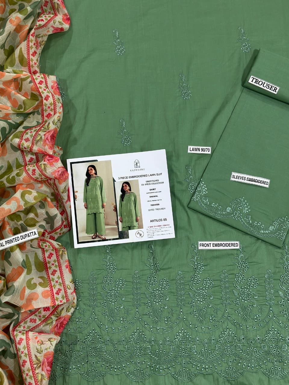 Sapphire Lawn EMB Chicken Kari 3Piece D-005