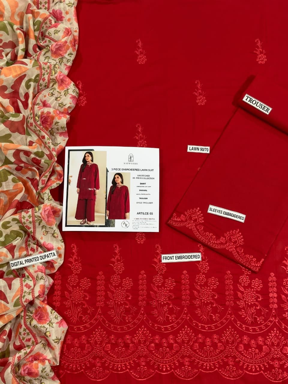 Sapphire Lawn EMB Chicken Kari 3Piece D-006