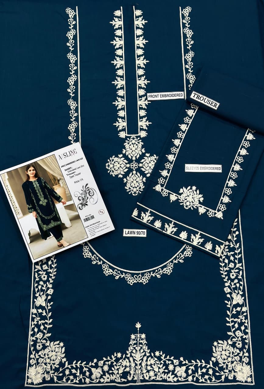ASLING Lawn Embroidered 2Piece D-011